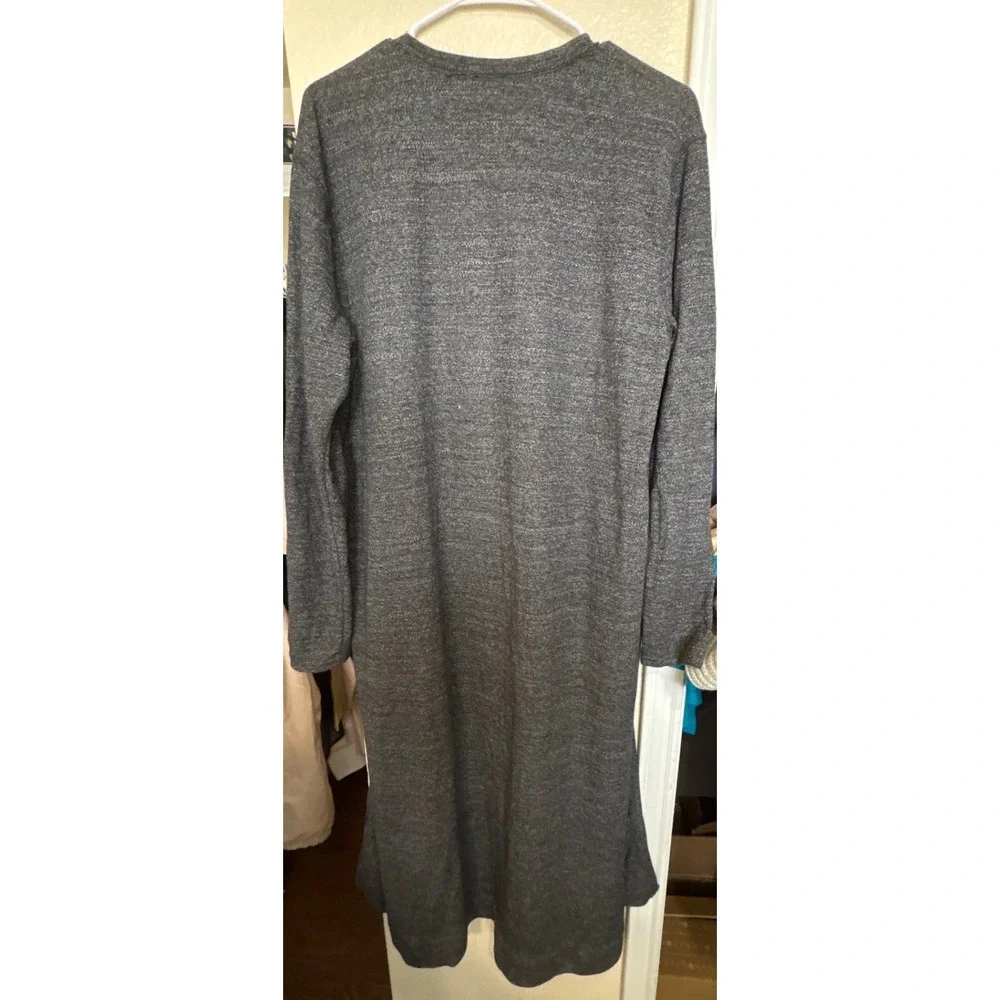 Free‎ People FP Beach Gray Marl Boho Cardigan M.M Open Front Maxi Knit Pockets